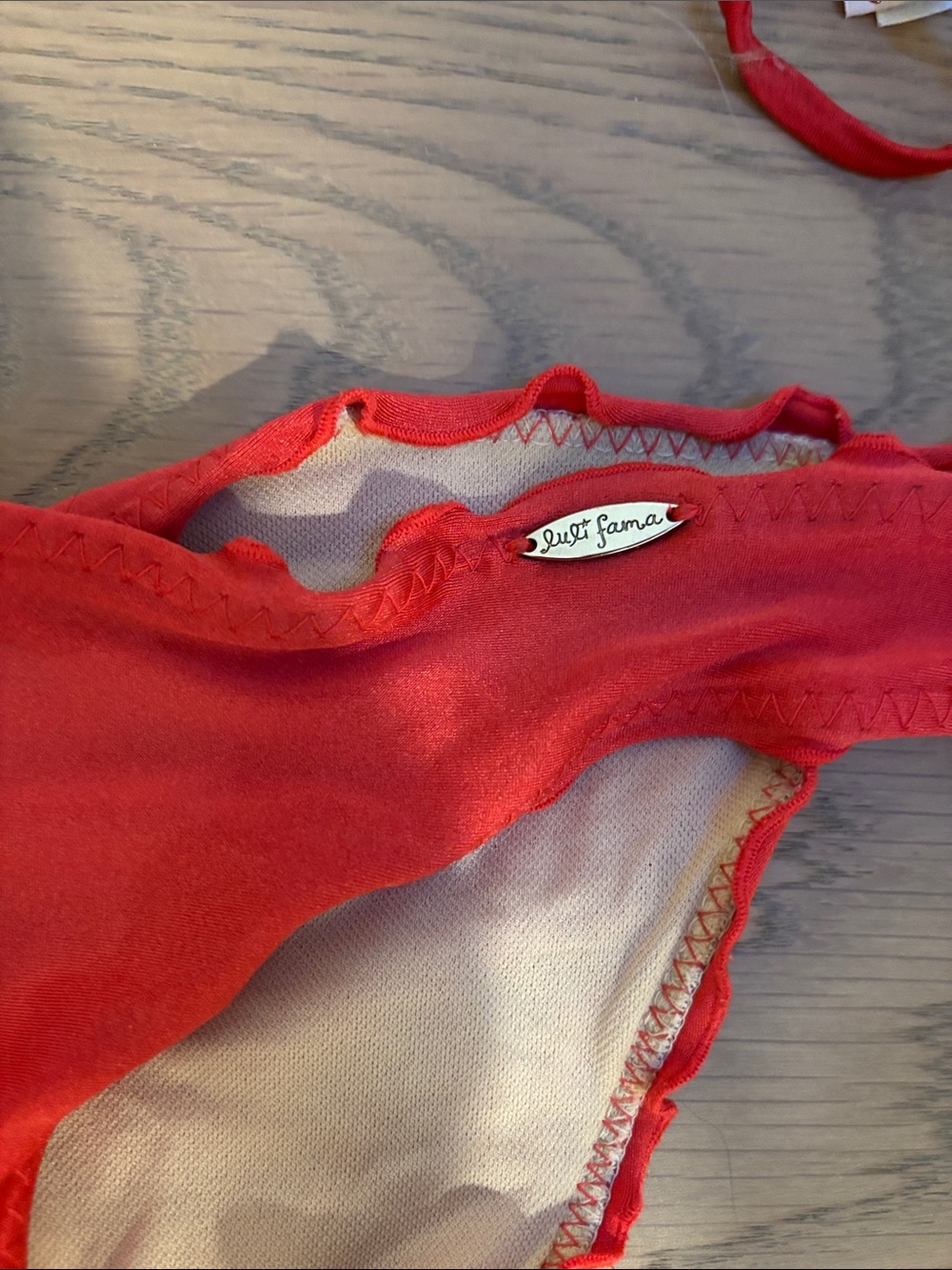 Luli Fama Red Ruffled Triangle Bikini - Picture 2 of 8